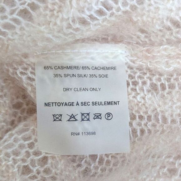 Margaret O' Leary Cashmere Spun Silk Sweater Women's L Relaxed Fit Cream/Ivory - Picture 8 of 8
